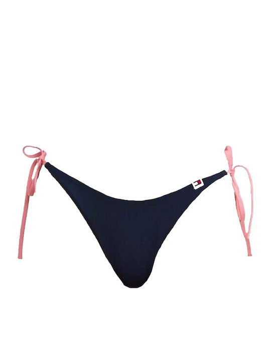 Bikinihosen Slip mit Schnürung Blau-Rosa