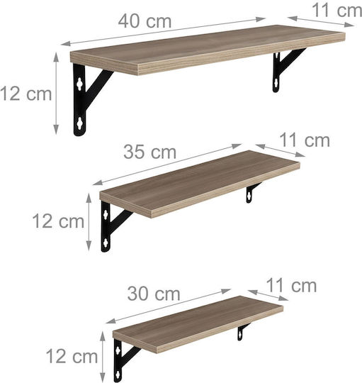 Wandregale Schwarz 3Stücke 40x12x11cm