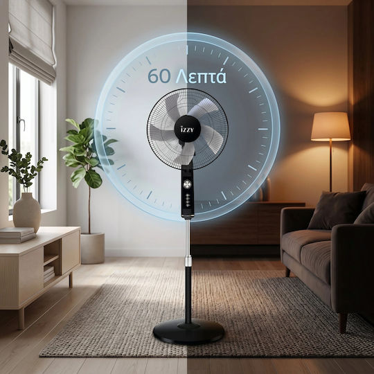 Izzy IZ-9041 Ανεμιστήρας Ορθοστάτης 70W Διαμέτρου 40cm Μαύρος