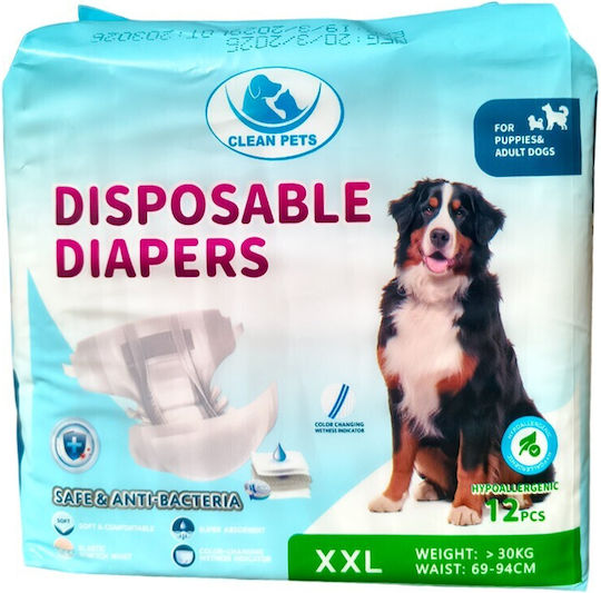 Clean Pets Βρακάκι Σκύλου για Ακράτεια Large 12τμχ