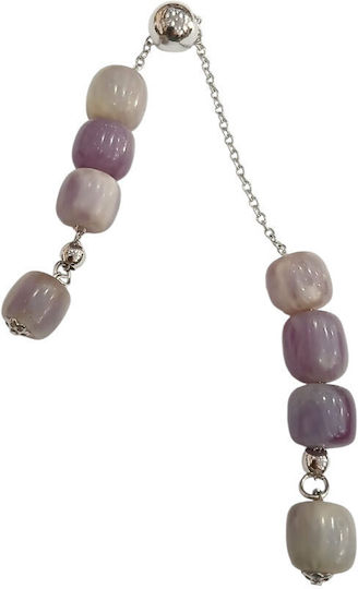 Kalliopi Silver Begleri Handcrafted from Stainless Steel with Fluorite Lavender Stone 12mm Length 25cm