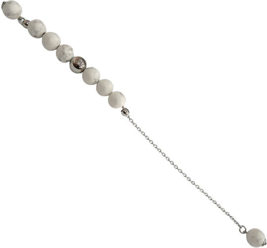 Kalliopi Silver Μπεγλέρι από Χαολίτη Χειροποίητο από Ανοξείδωτο Ατσάλι 12mm Μήκους 25εκ.