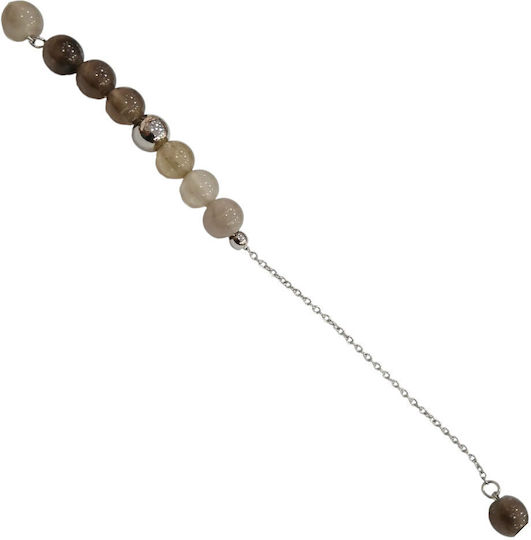 Kalliopi Silver Handmade Begleri Made of Stainless Steel with 12mm Rutilated Quartz Stone Length 25cm