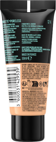 Maybelline Fit Me Matte + Poreless Liquid Foundation 124 Soft Sand 30ml