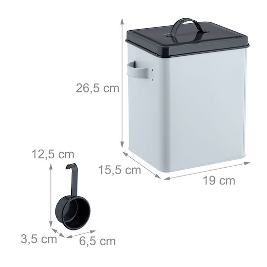 Relaxdays Recipient de Stocare a Alimentelor pentru Câine și Pisică 26.5cm în Culoare Albă 2 Bucăți