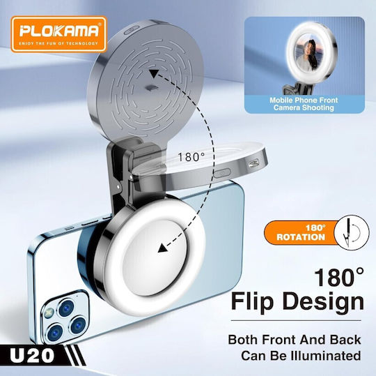 Selfie Flash PLOKAMA U20 Ring Light in Black Colour