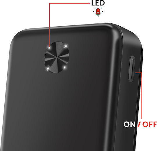 Swissten Power Bank 20000mAh 10.5W με 2 Θύρες USB-A και Θύρα USB-C Μαύρο