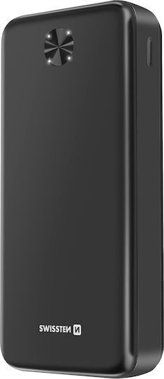 Swissten Power Bank 20000mAh 10.5W με 2 Θύρες USB-A και Θύρα USB-C Μαύρο