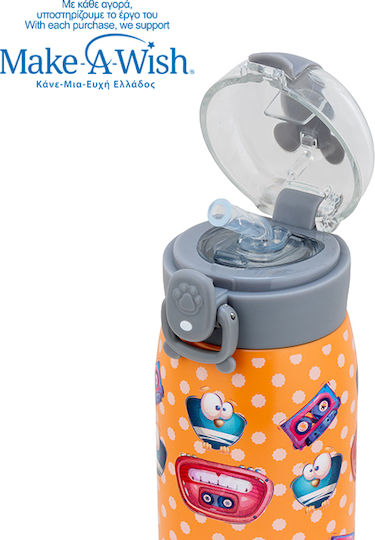 Nava Stainless Steel Thermos Bottle 500ml Orange with Straw