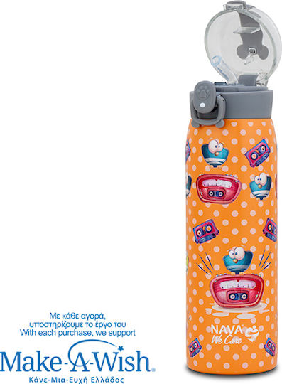 Nava Stainless Steel Thermos Bottle 500ml Orange with Straw