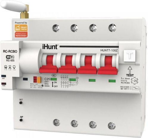 iHunt Vierpoliger Elektrische Schaltpaneel-Druckknopfschalter WiFi 400V 16A