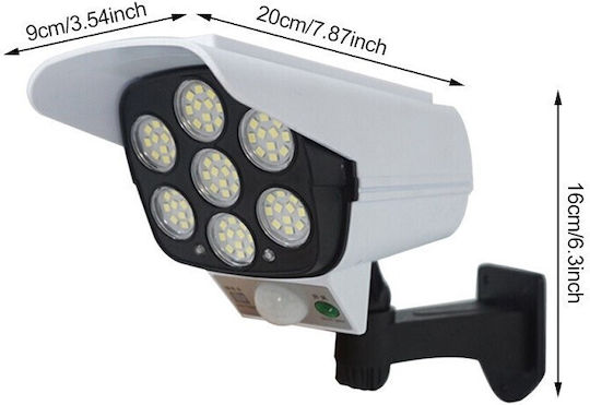 Solar Dummy Surveillance Bullet Camera with LED Lighting White