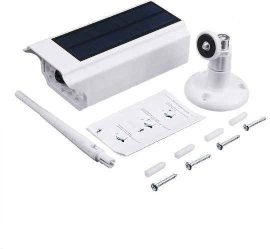 Solar Dummy Surveillance Bullet Camera with LED Lighting White