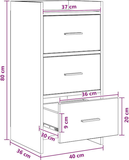 Dulap De Depozitare Metalic L40xL36xÎ80cm