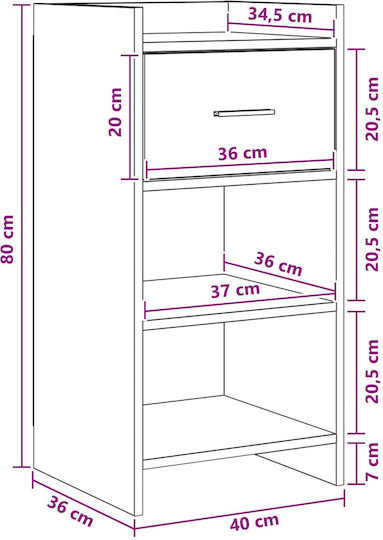 Dulap De Depozitare Metalic L40xL36xÎ80cm