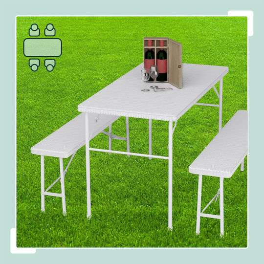 Relaxdays Picknick-Tisch Bank Klappbar 73x61x120cm Schwarz