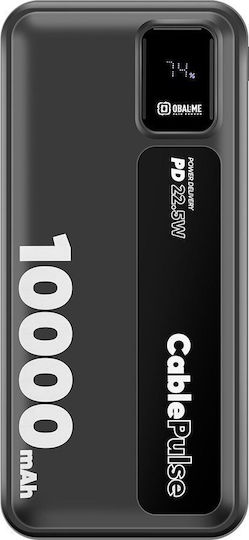 Obal:Me CablePulse Power Bank 10000mAh 22.5W με Θύρα USB-A και Θύρα USB-C Power Delivery Μαύρο