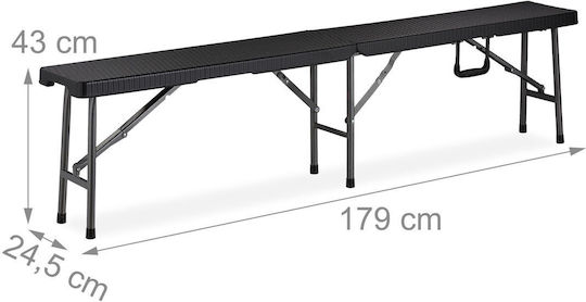 Relaxdays Set Masă pentru Camping Pliabil 43x24.5x179cm Negru 2 Bucăți