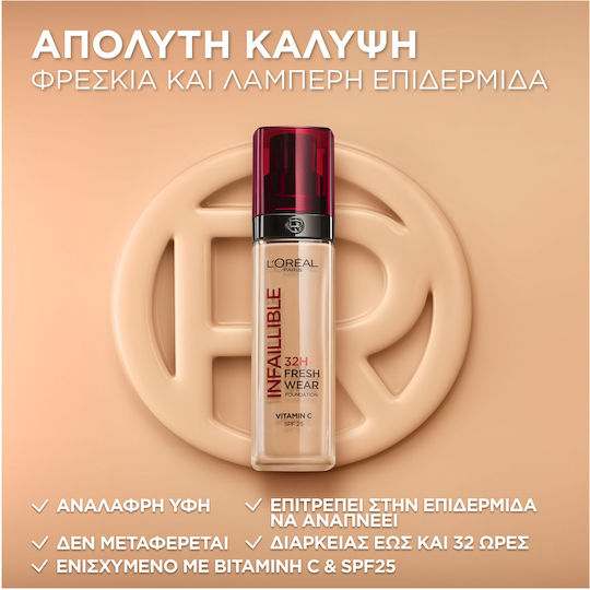 L'Oreal Paris Infaillible 32H Fresh Wear Liquid Make Up 110 Rose Vanilla 30ml