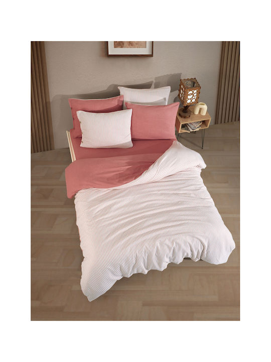 SteweHome Σετ Παπλωματοθήκη 200x220cm Διπλή με 2 Μαξιλαροθήκες Κόκκινη