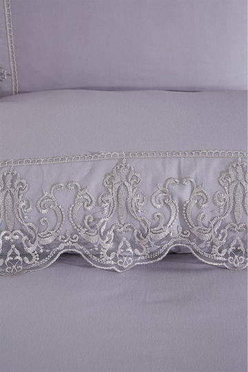 SteweHome Duvet Cover Set 200x220cm Double With 2 Pillowcases Gray