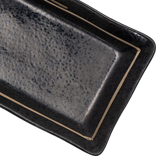 Beauty Home Gaia Art 7700-2 Black Porcelain Serving Platter 21x12cm