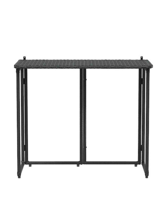 Table for Small Outdoor Spaces Rattan Foldable Black 90x51x75cm