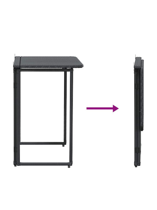 Table for Small Outdoor Spaces Rattan Foldable Black 90x51x75cm