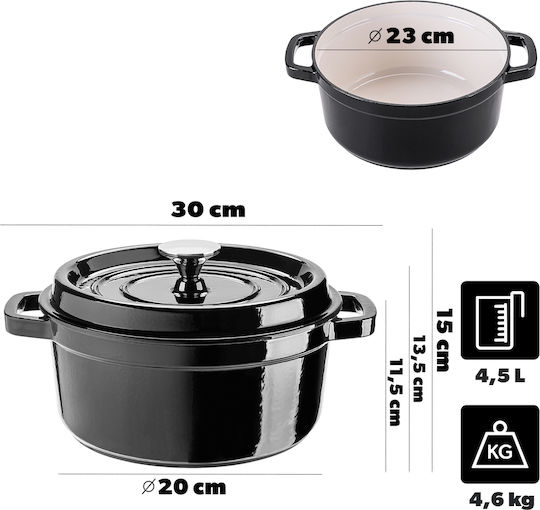 Kadax Round Cast Iron Dutch Oven 4.5lt