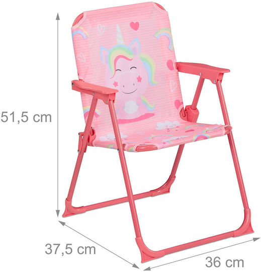 Relaxdays Παιδική Καρέκλα Παραλίας Ροζ 51.5x37.5x36εκ.