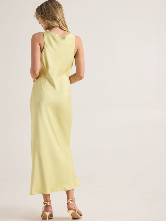 Summer Maxi Slip Dress for Wedding / Christening Satin Lemon