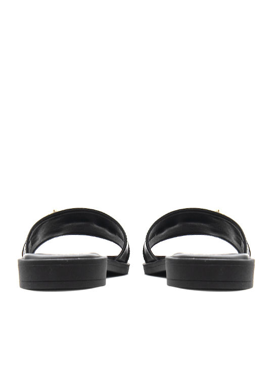 Leather Women's Flat Sandals Black
