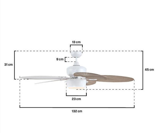 Westinghouse Oasis Ανεμιστήρας Οροφής 132cm με Φως Bahama Grey