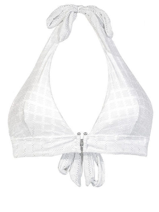 Top Bikini Top With Padding White Silver