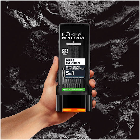 L'Oreal Paris Men Expert Pure Carbon Bubble Bath Gel for Men with Glycerin Moisturizing 400ml