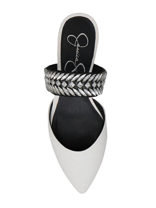 Flat Leather Mules In White Colour Lavretta-Italnp-110