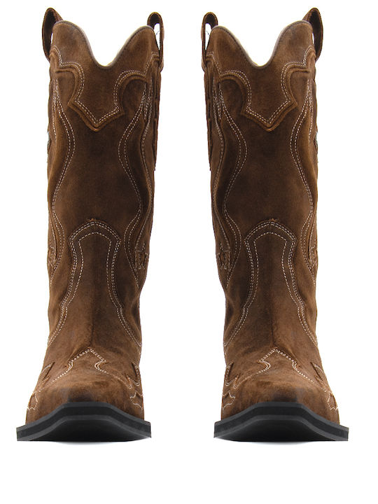 Tommy Hilfiger Suede Γυναικείες Μπότες Cowboy Καφέ