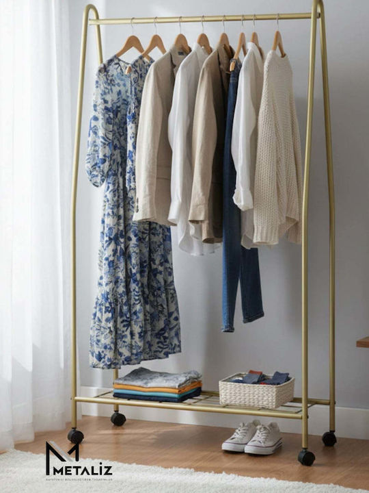 SteweHome Floor Garment Rack Metal Gold 98x145cm