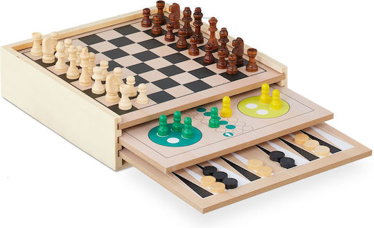 Relaxdays Backgammon/Șah din Lemn 7.5x29cm