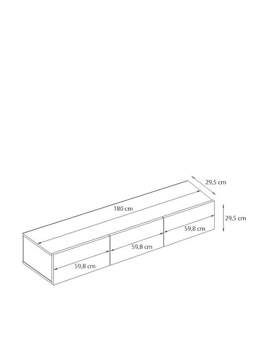 TV Stand Damla from Metal & Wood with LED Lighting Travertine L180xW29.5xH29.5cm