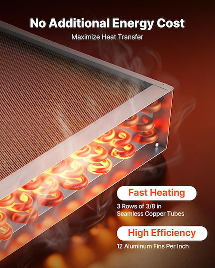 Vevor Water to Air Heat Exchanger 356 x 356 mm Copper Tubes Aluminum Fins 65,000 Btu Hydronic Systems Outdoor Wood Furnace Cpgshrq14incunhcl001v0