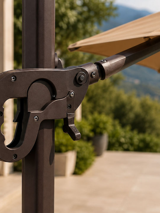Professioneller Hängender Rundschirm aus Aluminium in Grau Φ3m