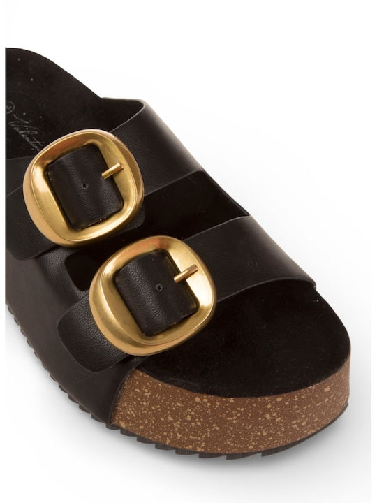 Damen Flache Sandalen Schwarz