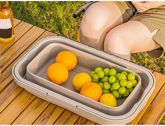 Folding Picnic Basket 3 in 1 Silicone Table Function 14l Beige