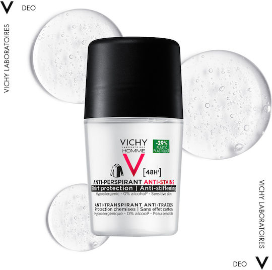 Vichy Homme Anti-Stains Roll-On Against White & Yellow Stains Deodorant 48h Roll-On 50ml