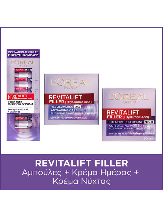 L'Oreal Paris Revitalift Filler Skin Care Set for Αnti-ageing & Moisturizing 9pcs