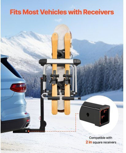 Vevor Baze de Plafon Auto din Aluminiu Potrivite pentru 6 Perechi de Schiuri sau 4 Plăci de Snowboard