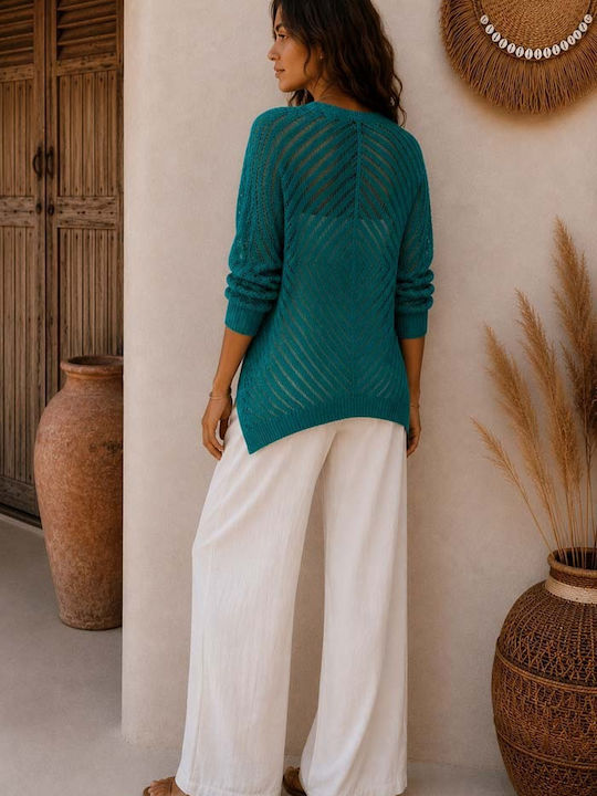 Cardigan Lung Tricotat Pentru Femei Emerald