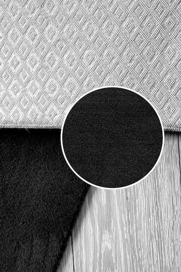 SteweHome Non-Slip Rectangular Black Rug 60x60cm