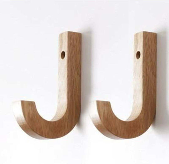SteweHome Wooden Wall Hanger 6 Hooks Brown 8x12x12cm 6 Pieces